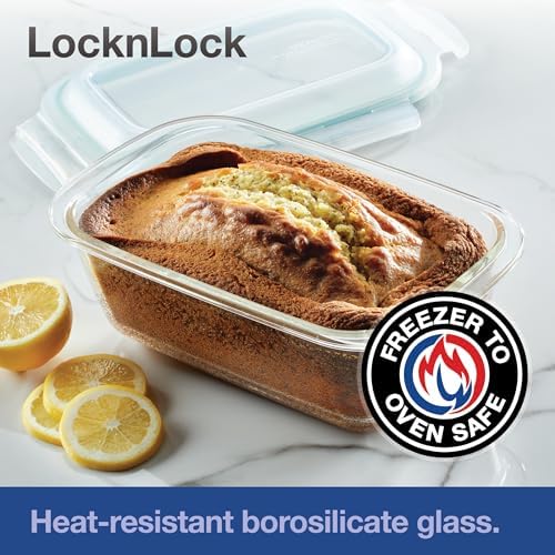 LOCK & LOCK LocknLock Purely Better Glass Round Pie Baking Dish/Food Storage Container with Lid, 9.5 Inch, Clear