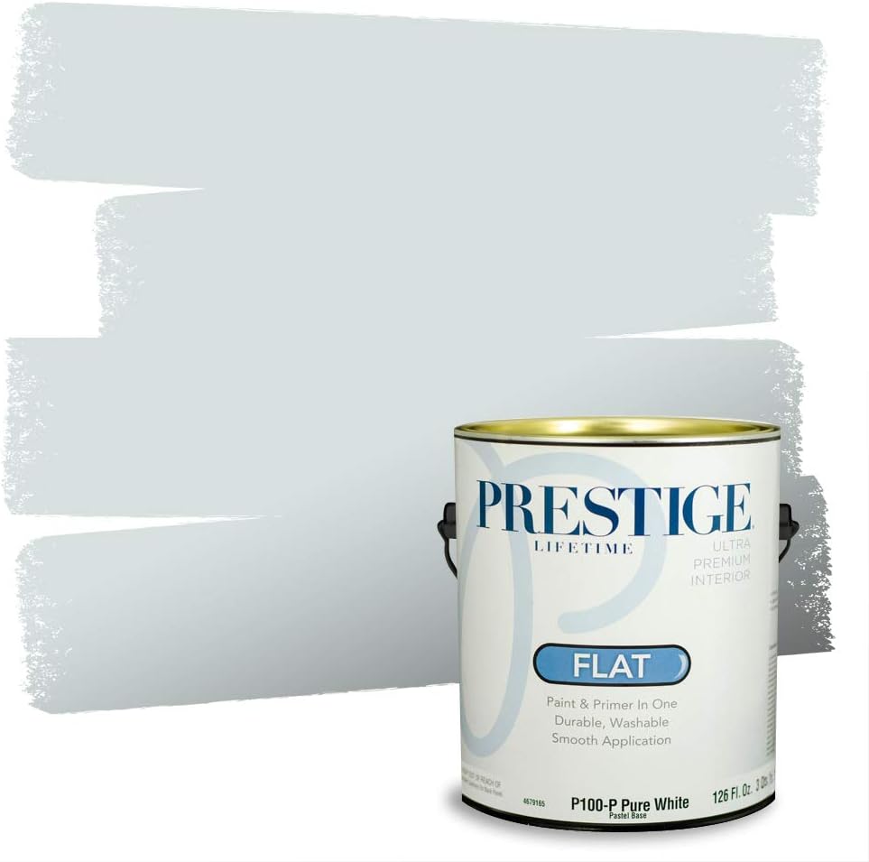 PRESTIGE Paints E100-T-SW6241 Exterior Paint and Primer in One, 1-Gallon, Flat, Comparable Match of Sherwin Williams Aleutian, 1 Gallon, SW18-Aleutian
