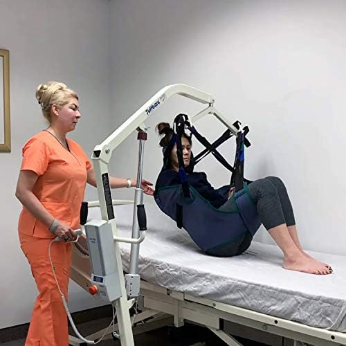Electric Patient Lift - Rhino Lift with Manual Low Base - with Universal Divided Leg Sling(Large), 450 lb. Weight Capacity.