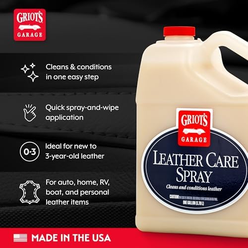 Griot's Garage Leather Care Spray, Car Seat Cleaner and Conditioner for Upholstery, Furniture, Clothing, and More, 10994, 22oz