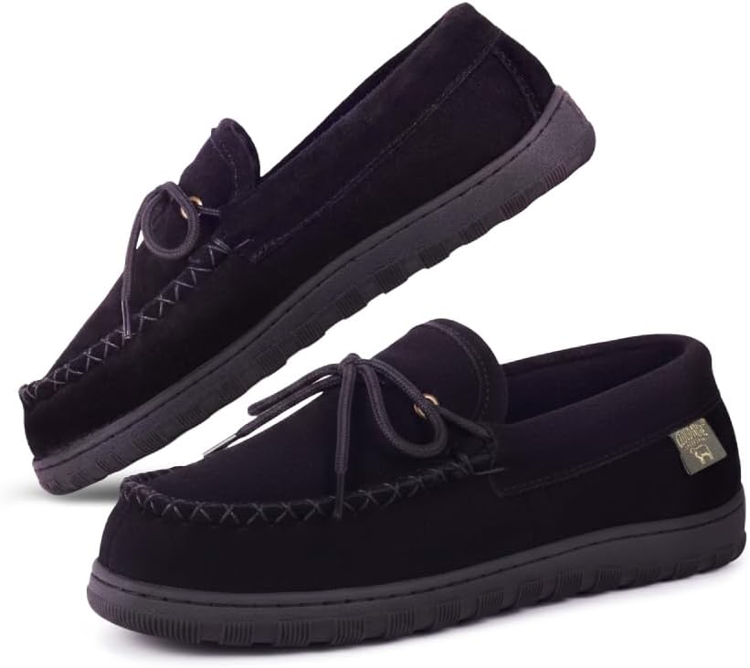 Cloud Nine Sheepskin Men's Moccasin Slippers - Classic Comfortable Slip-On Slippers for Men with Removable Insole