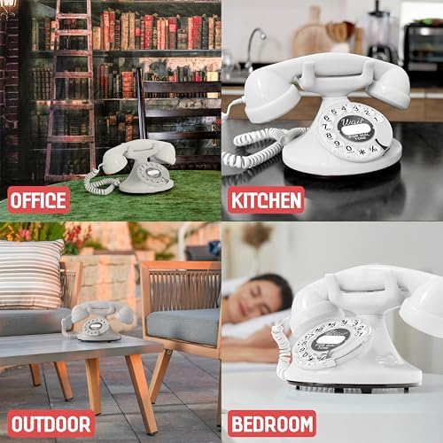 Opis FunkyFon Cable: A Vintage Landline Telephone, The Retro Phone Green for Home, and Old Fashioned Telephones in red