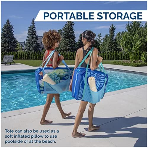 SwimWays Pack-N-Float 2-in-1 Pool Chair and Tote Bag, Blue Palm
