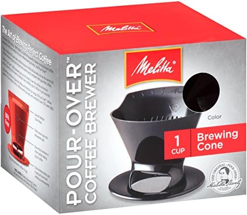 Melitta Filter Coffee Maker, Single Cup Pour-Over Brewer, Black, 1 Count (640007)