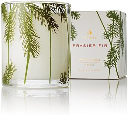 Thymes Frasier Fir Pine Needle Candle – Holiday Candles for Home Scented with Notes of Crisp Siberian Fir, Cedarwood & Sandalwood – Christmas Decor (6.5 oz)