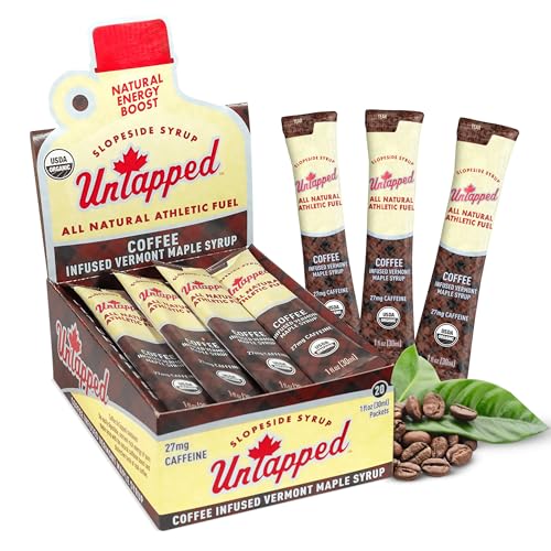 UnTapped Vermont Maple Syrup Packets for Athletes, Box of 20-0.96 Fl Oz | Organic Pure Maple Syrup for Natural Endurance Energy | Fuel to Keep You Running Longer