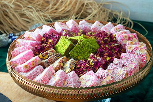 Cerez Pazari Turkish Delight In 4 Flavours, With Pistachio, Hazelnut & Walnut, Assorted Gourmet Lokum In Elegant Tin Gift Box