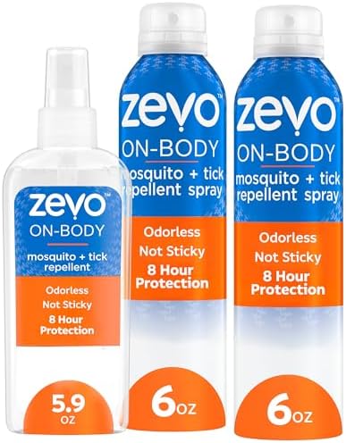 Zevo On-Body Tick & Mosquito Repellent Spray, 1 Pump & 2 Aerosol Bottles | 8-Hour Mosquito & Tick Protection Repellent Bug Spray, DEET-Free*