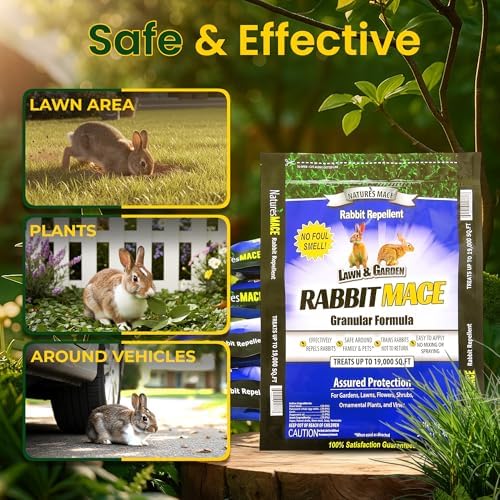 Nature's MACE Rabbit Mace Rabbit Repellent 3 lb Granules | Gardens, Lawns, Farms & Landscapes, Treats 1,350 sq ft, Granular Deterrent, All-Season Use, Safe for Pets, Children, Plants.