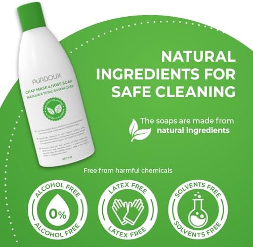 CPAP Mask & Hose Soap (Pack of 3 Bottles x 250mL) Green Tea Mint Scent | 8.4 fl oz, Alcohol Free, Silicone Safe, CPAP Hose Cleaner, Removes Dirt & Facial Oils, Gentle Cleaning, CPAP Supplies
