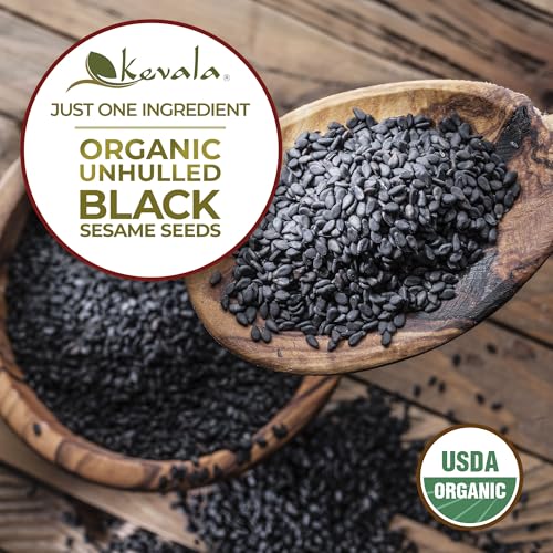 Organic Black Toasted Sesame Seeds - 1 lb, 16 oz, Unhulled Roasted Seeds | For Preparing a Black Tahini Paste and Hummus Dip, Gluten Free Kitchen Staple, Addition to Your Bagel and Salad Toppings