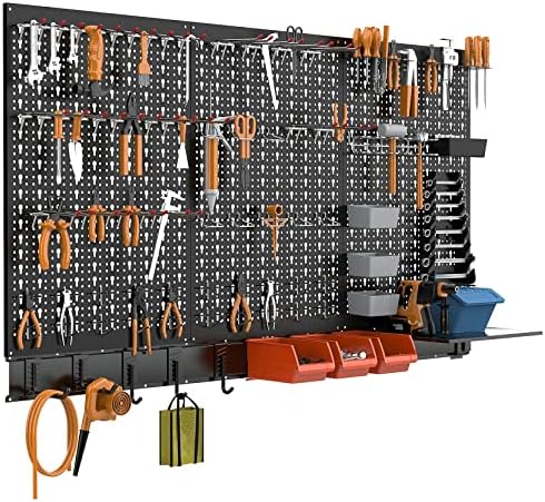 TORACK 109 PCS Pegboard Wall Organizer 48x24 in, Garage Metal Pegboard