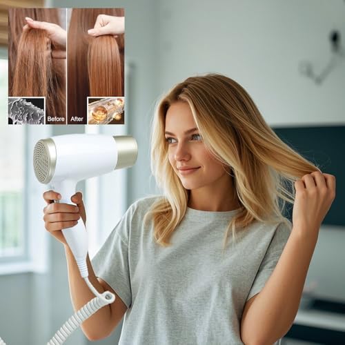 Wall Mounted Hair Dryer for Bathroom - 110V Professional Blow Dryer with Fast Drying Salon Motor, Heavy Duty Wall Mount Hairdryer with Stand Rack