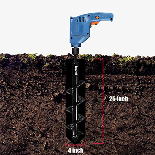 Auger Drill bit for Planting 4"X25" Garden Auger Spiral Drill Bit for Bulb & Bedding Plant for 3/8” Hex Drive Drill