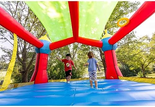 Bounceland Inflatable Party Castle Bounce House Bouncer, 16 ft L x 13 ft W x 10.3 ft H, Basketball Hoop, Removable Sun Roof, UL Strong Blower included
