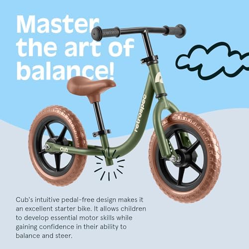 Retrospec Cub Toddler Balance Bike for Ages 18 Months - 3 Years - 12in No-Pedal Beginner Bicycle with Adjustable Seat