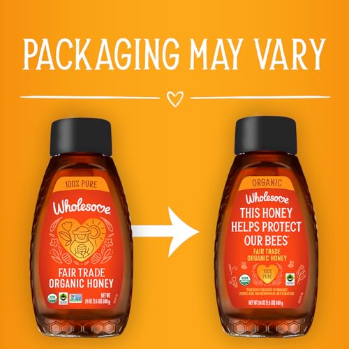 Wholesome Sweeteners 24-Ounce Organic Honey Bottle, 100% Pure, Fair Trade Certified, Non GMO Project Verified & Gluten Free, 1 Pack