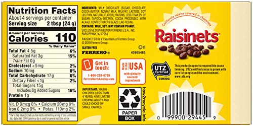Raisinets, Milk Chocolate Covered California Raisins, Movie Theater Candy Box, 3.1 oz each, Bulk 15 Pack