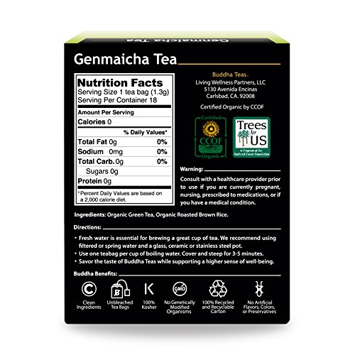 Buddha Teas - Organic Sencha Green Tea - For Health & Wellbeing - Japanese Green Tea - With Antioxidants & Minerals - Clean Ingredients - Caffeinated - OU Kosher & Non-GMO - 18 Tea Bags (Pack of 1)