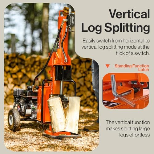 SuperHandy Portable 25 Ton Gas Log Splitter with 7HP Engine, Bucher Gear Pump