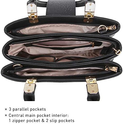 Dasein Women Satchel Handbags Top Handle Purse Medium Tote Bag Vegan Leather Shoulder Bag