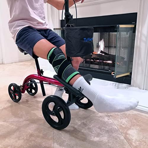 Smooth Seated Knee Scooter, Slow Propelled Steerable Mobility Knee Walker Crutches, Wheelchair Alternative with Dual Brakes