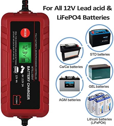 4A Smart Car Battery Charger, 6V 12V Automotive Charger Maintainer