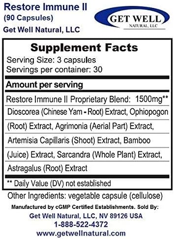 Restore Immune II (2-Pack contains a total of 180 capsules) CONTAINS NO "Beef Bovine Gelatin Capsules" or Common Fillers like Silicon Dioxide or