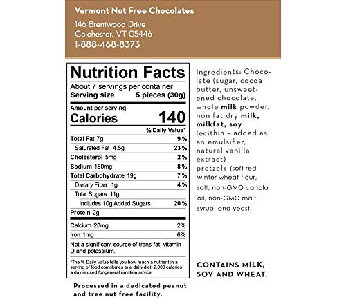 Vermont Nut Free Chocolates Dark Chocolate Covered Mini Twist Pretzels | 7 Ounce Bag, Peanut And Tree Nut Free, Egg-Free, Kosher Certified, Allergy Friendly, Safe for School Snacks