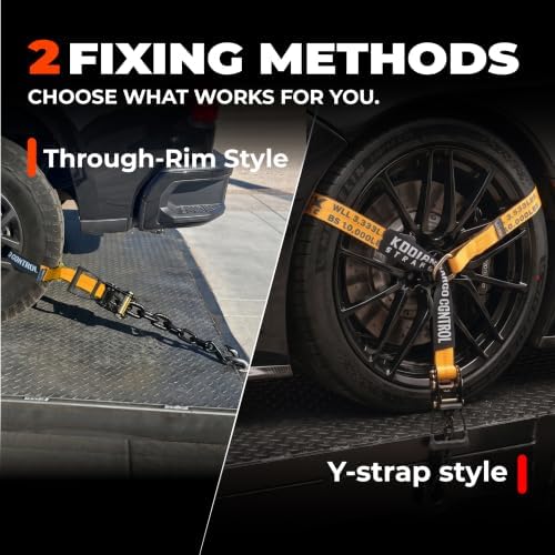 Adjustable Vehicle Tire Tie Down Straps Kit– 4pk Heavy Duty Tire Straps with Snap Hooks 10