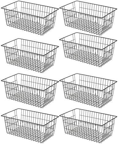 SANNO 15.7" Freezer Baskets Wire Storage Baskets Bin Organizer Food, Kitchen, Basket Organizers Bins for Home, Bathroom, Closet Organization, white