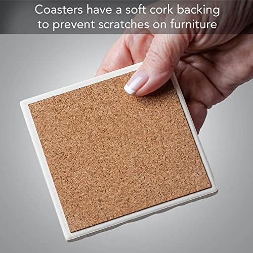 Thirstystone Fancy Farm Multi-Image Absorbent Stone Tumbled Tile Coaster 4 Pack with Protective Cork Backing Manufactured in The USA | 4" Square
