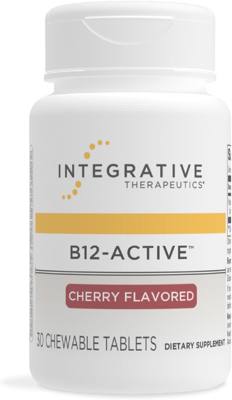 Integrative Therapeutics B12-Active - Supplement for Nerve Function Support* - Dairy, Soy & Gluten-Free - Cherry Flavored, 30 Chewable Tablets (30 Servings)