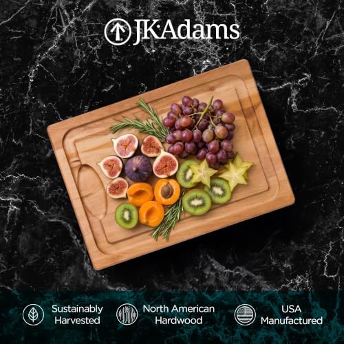 J.K. Adams Farmhouse Carving Board w/ Juice Groove, 14" x 20" | Maple Wood Kitchen Cutting Board for Food Prep and Chopping