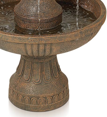 John Timberland Ravenna 43" Large Italian Garden Tiered Outdoor Fountain | Indoor Decor Faux Stone Floor Standing Waterfall 3-Tier Basin Tall Water