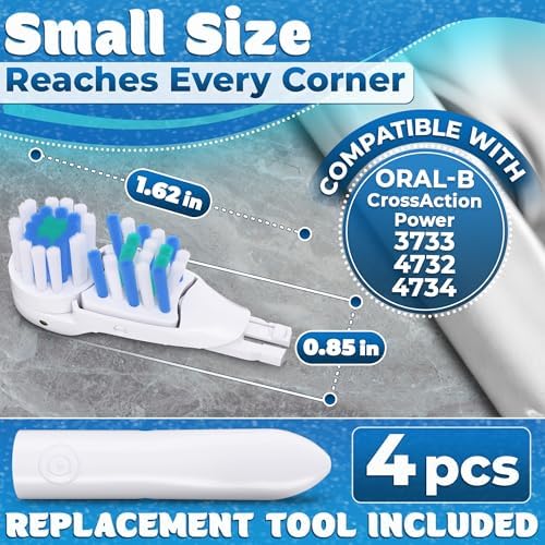 4 Pcs Brush Heads Compatible with Oral-B CrossAction 3733, 4732, 4734