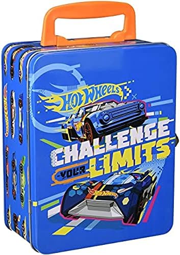 Theo Klein 2883 Hot Wheels Storage Case I Made of Metal I with Storage Compartments for up to 18 Cars I Dimensions: 21 cm x 15.5 cm x 8.5 cm I Toy