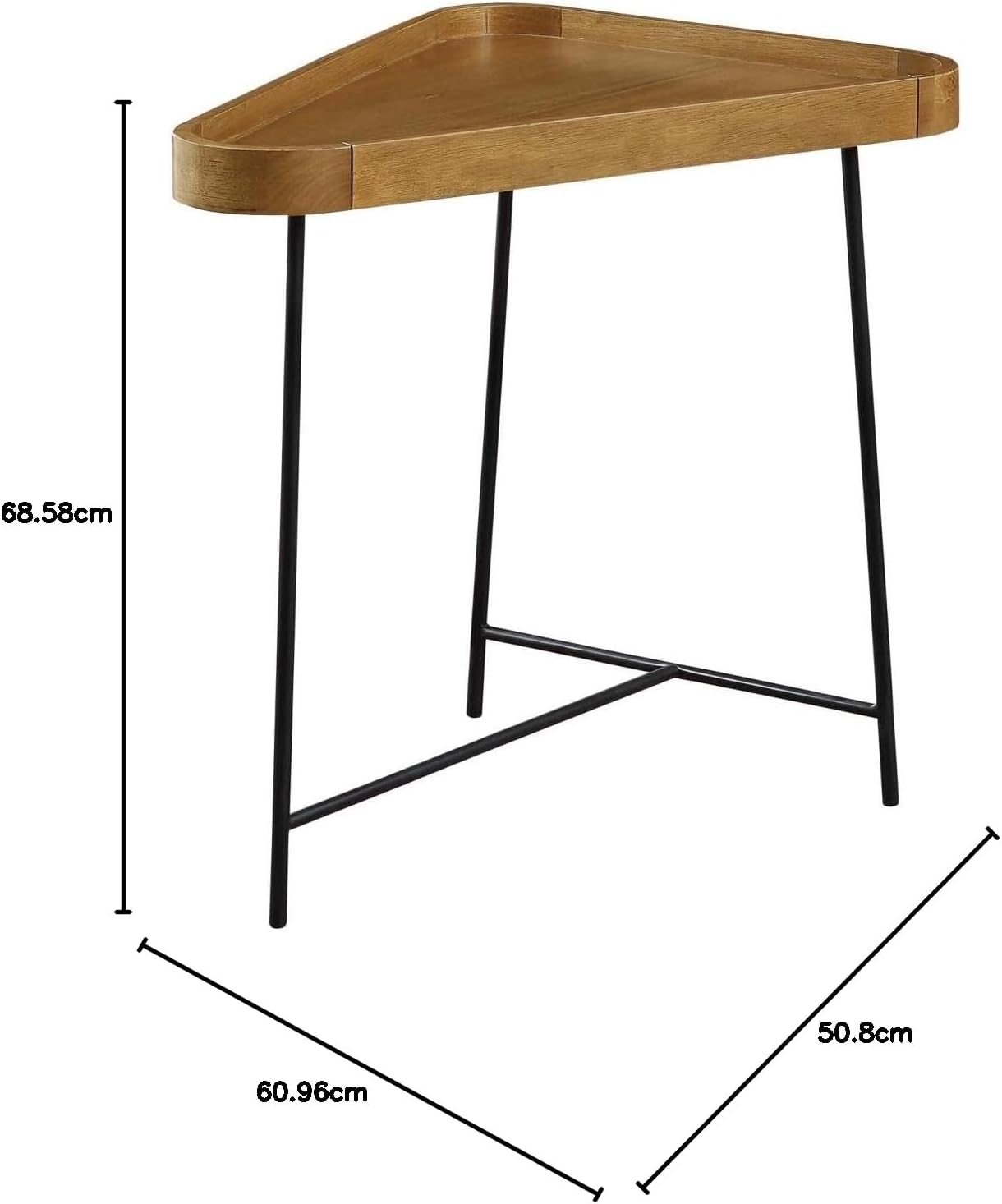 Convenience Concepts Lunar Triangle Wedge End Table 27" - Modern Side Table for Living Room Table with Iron Hairpin-Style Legs