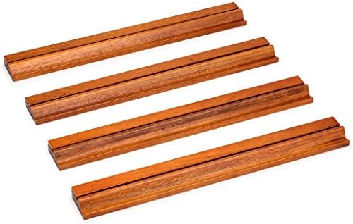 Yellow Mountain Imports Classic Chestnut Color Wooden Mahjong Game Racks with Pushers, 18 Inches - Set of 4 (Includes Magnetically Attached Mahjong Pushers)