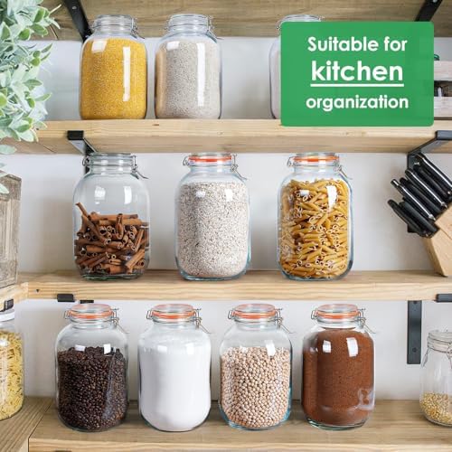1 Gallon Glass Mason Jar with Airtight Lids, 2 Pack Wide Mouth Storage Jars
