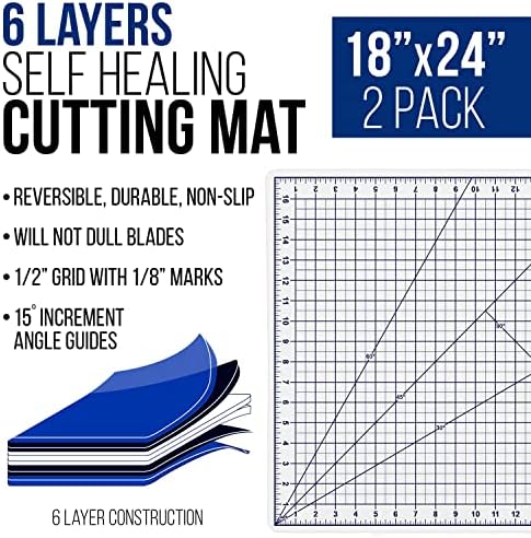 U.S. Art Supply 18" x 24" Self-Healing Cutting Mat 5-Ply - Double-Sided Green/Black Craft Mat, Non-Slip Cutting Mats for Crafts, Sewing, Quilting, Scrapbooking | Double-Sided Green/Black Craft Mat, Non-Slip Cutting Mats for Crafts, Sewing, Quilting, Scra…