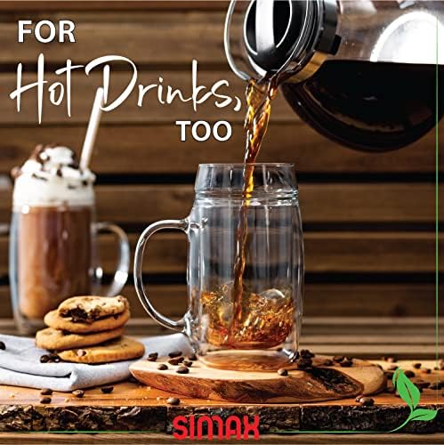 SIMAX Double Walled Insulated Beer Glasses - Freezable, 17 Oz, Men's Frozen Beer Mugs with Handles (1)