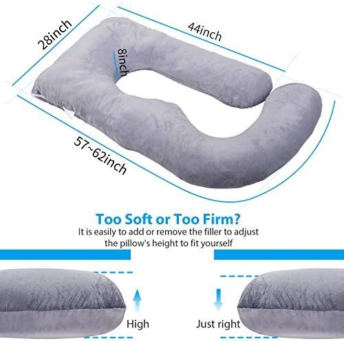 Victostar Pregnancy Pillow,57 inches U Shaped Maternity Pillow with Removable Cover Full Body Pillow Support for Back, HIPS, Legs, Belly (Dark Gray)