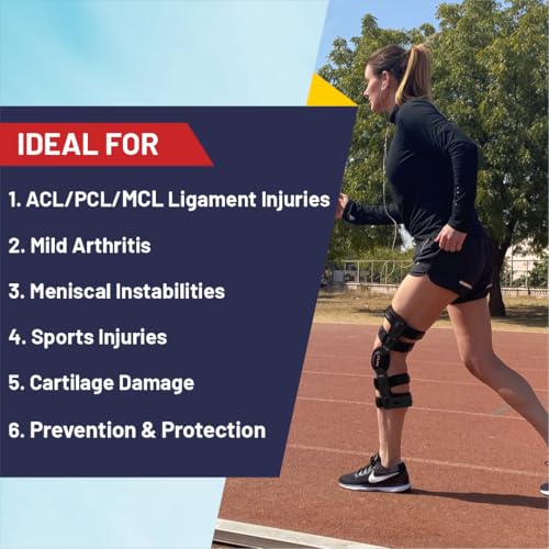 Knee Brace for Women & Men for Acl/Pcl/Mcl, Meniscus Tear, Ligament/Sports Injuries, Arthritis (OA), Knee Joint Pain Relief & Support (Black, Size-3) CHECK SIZE CHART FOR BEST FIT (PIC 2&3)