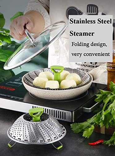 Vegetable Steamer Basket, Stainless Steel Folding Steamer Basket Insert for Veggie Fish Seafood Cooking