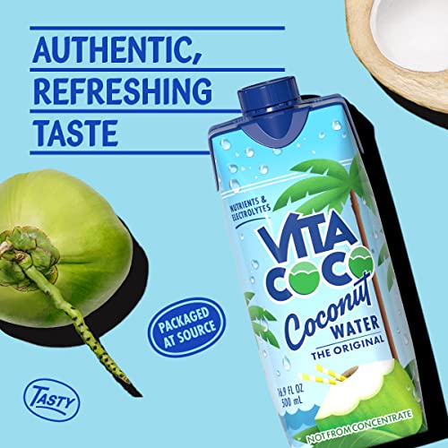 Vita Coco Coconut Water, Pure Original, Refreshing Coconut Taste, Natural Electrolytes, Vital Nutrients, 33.8 Oz (Pack of 6)