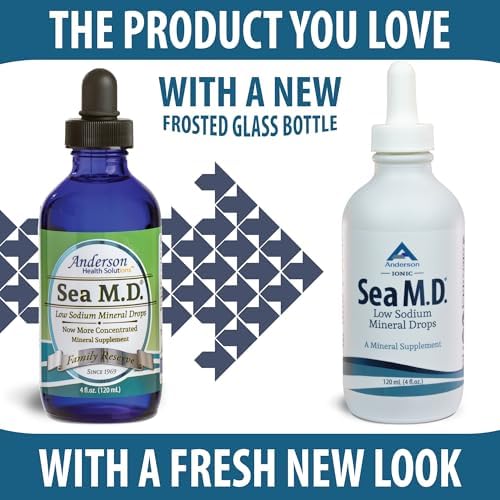 Anderson Sea M.D. Concentrated Trace Mineral Drops, 79 Trace Minerals with Magnesium, Sodium and Chloride Electrolytes - Supports Hydration, Energy, Muscles and Bone Health - 4 Fl Oz, 60 Servings