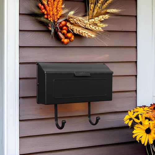 Special Lite Horizon Horizontal Wall Mount Mailbox - Black Aluminum Mailbox for Wall Mount - SHH-1006-BLK