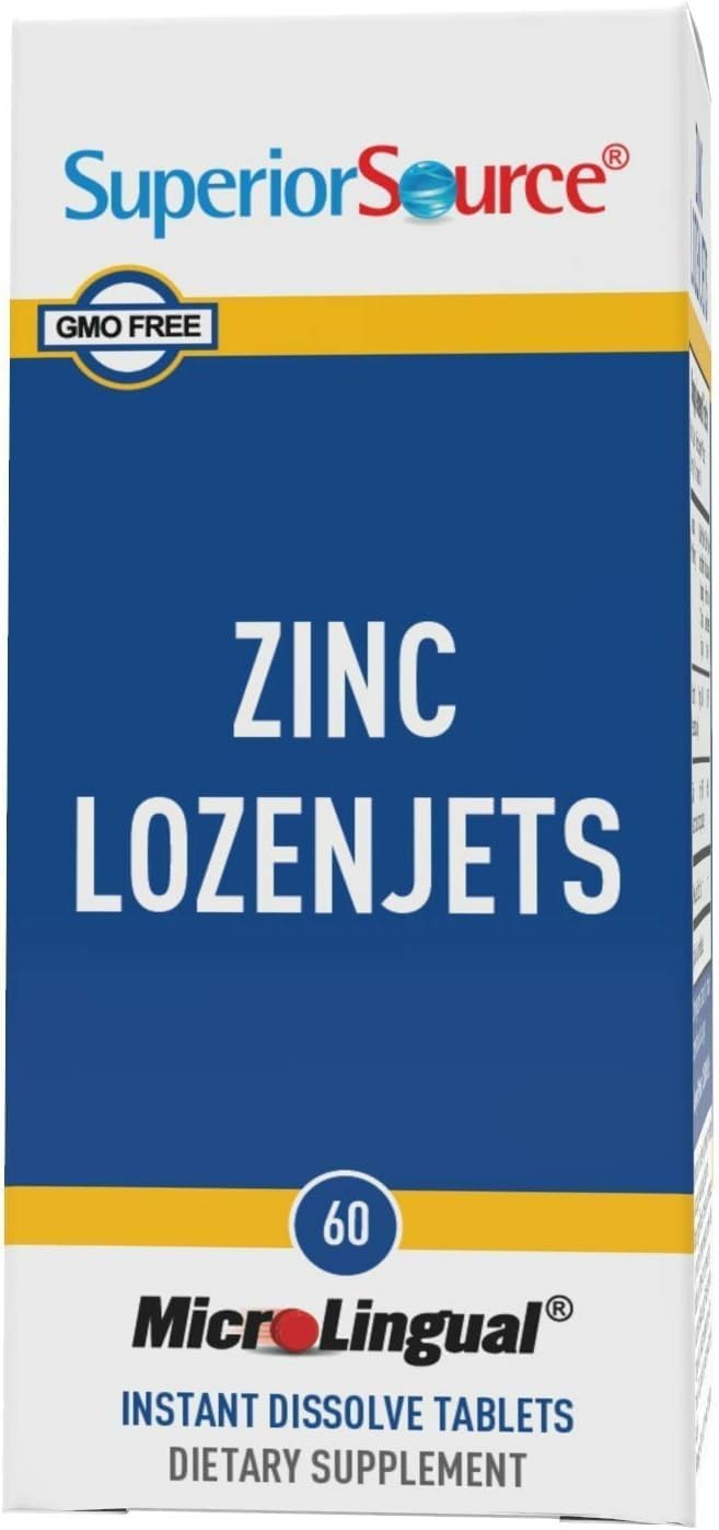 Superior Source Zinc Lozenjets - Immune System Support Supplement - Trace Mineral Supplement Aids Systems & Functions - Zinc Supplement for Women & Men - 60 Instant Dissolve Tablets