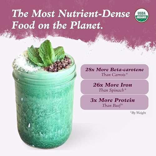 Imlakesh Organics Spirulina Powder - Heirloom Superfood, Grown in South America, Energy, Detox, Focus, Plant-Based Protein, Vitamin B12, Vegan, Keto